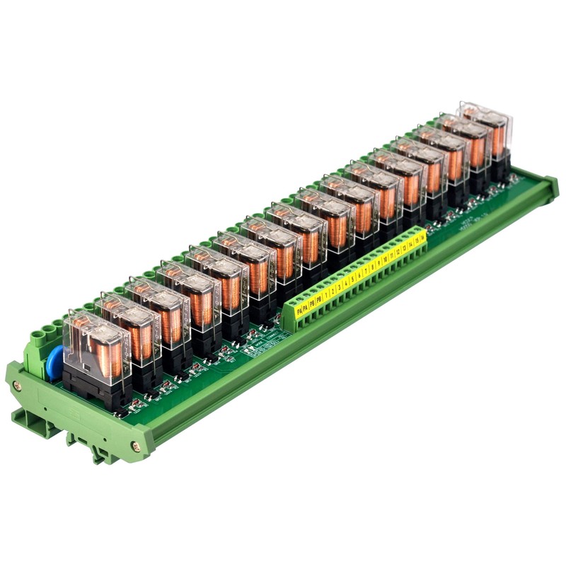 AC/DC 12V Coil 16-SPDT Pluggable Power Relay Module, 16A 250VAC/30VDC