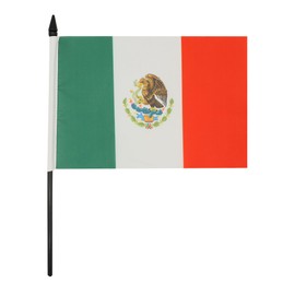Mexico Table Flag 5'' x 8'' - Mexican Desk Flag 21 x 14 cm - Black plastic stick and base - Drapeau Mexique AZ FLAG