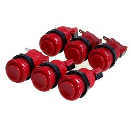 Atomic Market American Style 28mm Standard Arcade Push Button 6 Pack Red with Microswitch