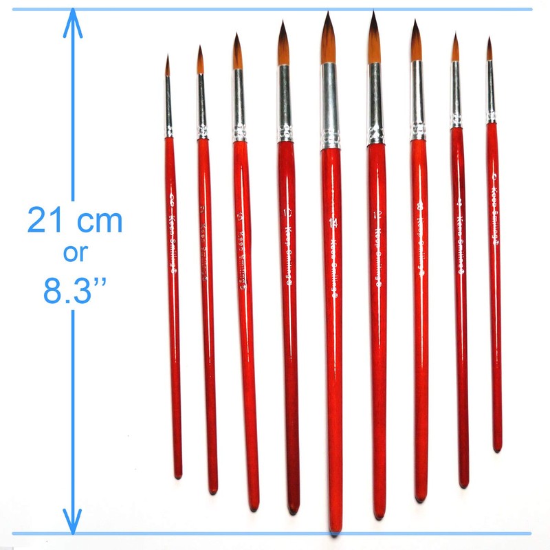 9 Pcs Pointed Round Paint Brushes Set with Synthetic Sable
