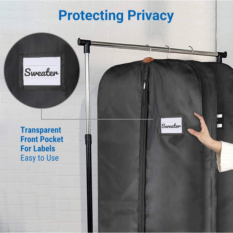 ecooe 2 x Black Garment Bag Polyester Garment Cover Clothes