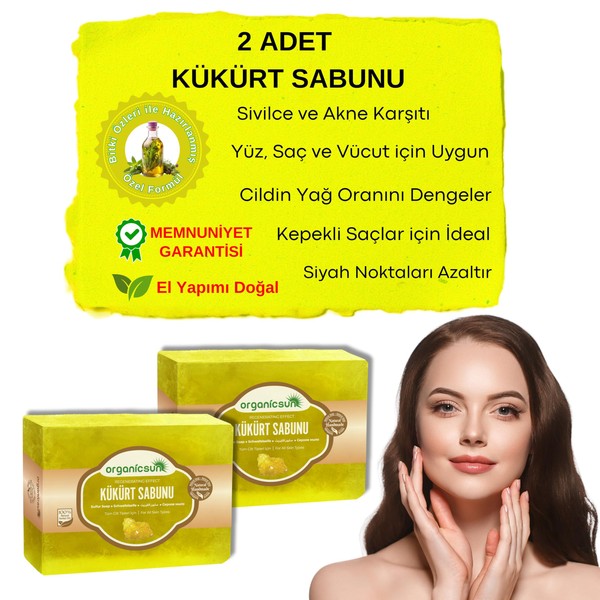 Organicsun Doğal Kükürt Sabunu 140 Gr x 2 Adet Tüm