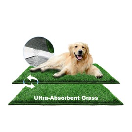 HQ4US 4LEGS Dog Pee Grass Pad 43”×32”, Dog Potty Grass Ultra-Absorbent Artificial Grass for Dogs Potty, Hemmed Edge, Odor Free