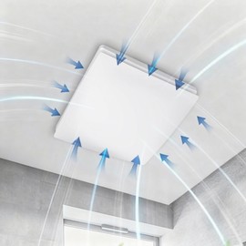 Alfcoy Exhaust Fan 6 Inch With Power Cord Ventilation Fan With Check Valve White Square Quiet Powerful Ceiling or Wall Mount Ventilation Fan for Kitchen/Bathroom/Corridor/Office/Laundry/Store