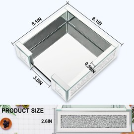 Silver Perfume Tray, Diamond Mirror Tray, Modern Premium Feeling Jewelry Organizer, Suitable for Bathroom Counter, Kitchen Counter, Dresser