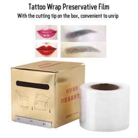 Tattoo Film, Eyebrow Tattoo Plastic Film, Conservative Film Tattoo Wrap Semi Permanent Eyebrow Lip Tattoo Barrier Tattoo Accessory Make Up Supplies (42 mm x 200 m)
