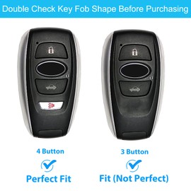 OLLEN NO-Screws Premium Leather Key Fob Cover, Fit for Subaru Outback Forester Legacy Ascent WRX BRZ STI Impreza CrossTrek , Car Key Case (4 Buttons, Black)