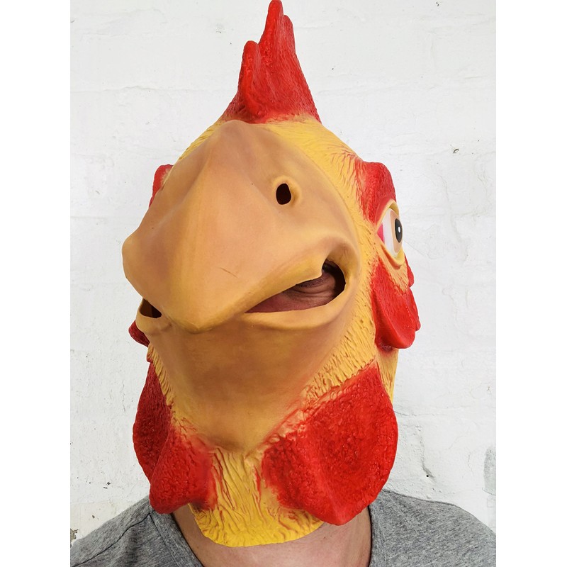 Rubber Johnnies Chicken Head MASK, Farm Animal MASKS, Funny Fancy