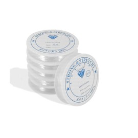 6 Rools Elastic Band for Bracelets 0.4 mm, 0.6 mm, 0.8 mm, 1.0 mm Elastic Cord, Tear-Resistant Rubber Band, Jewellery Thread, Transparent Bracelet Cord for Beads, Jewellery,