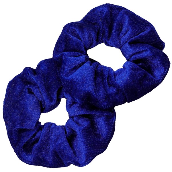 Kenz Laurenz Scrunchies for Hair - 2 Velvet Hair Ties for Women Girls Hair Elastics Ponytail Holder Scrunchy Girl Accessories Elastic Hair Bands Scrunchie Pack (Blue)