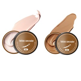 2 Colors Tattoo Cover up Makeup Concealer,Waterproof Full Coverage Tattoo Skin Concealer for Blemish,Spot,Scars,Body Foundation,Long-Lasting Sweat-Proof Foundation for Women(light and dark shades)