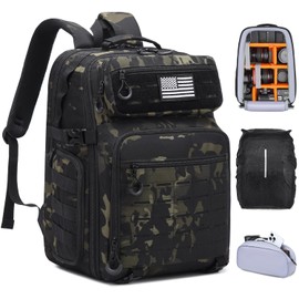 HAMBOLY Professional Camera Backpack, Waterproof Tactical Photography Bag for DSLR/SLR/Mirrorless Camera with Tripod Holder & Rain Cover, 15.6 Inch Professional Photographer Backpack Case