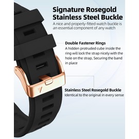 Fleshy Leaf Gold buckle 20mm Quick Fit band Compatible Compatible with Garmin Fenix 7S 5S/ 5S Plus, 6S/ 6S Pro, D2 Delta S, Descent Mk2S - Stainless Steel Metal Replacement Wristband Strap (Black)