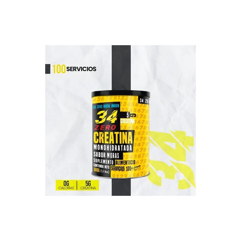 Creatina Monohidratada 34 Zero En Polvo 500g Varios Sabores