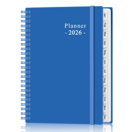 2026 Planner - Planner 2026 from January 2026 - December 2026, Weekly & Monthly Planner Spiral Bound with 12 Monthly Tabs, Inner Pocket, 6.4" x 8.5", Blue-E