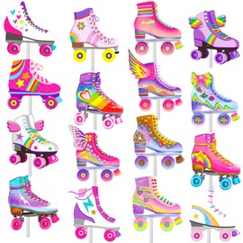 36pcs Roller Skate Cupcake Toppers Roller Skate Birthday Party Decorations 80s 90s Retro Hip Hop Roller Skating Theme Decor Supplies for Children Boy Girl Happy Birthday Party Decor Supplies