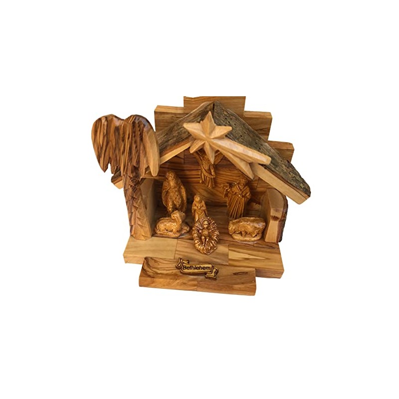 Jerusalem Olive Wood Nativity Set with Figures from Bethlehem