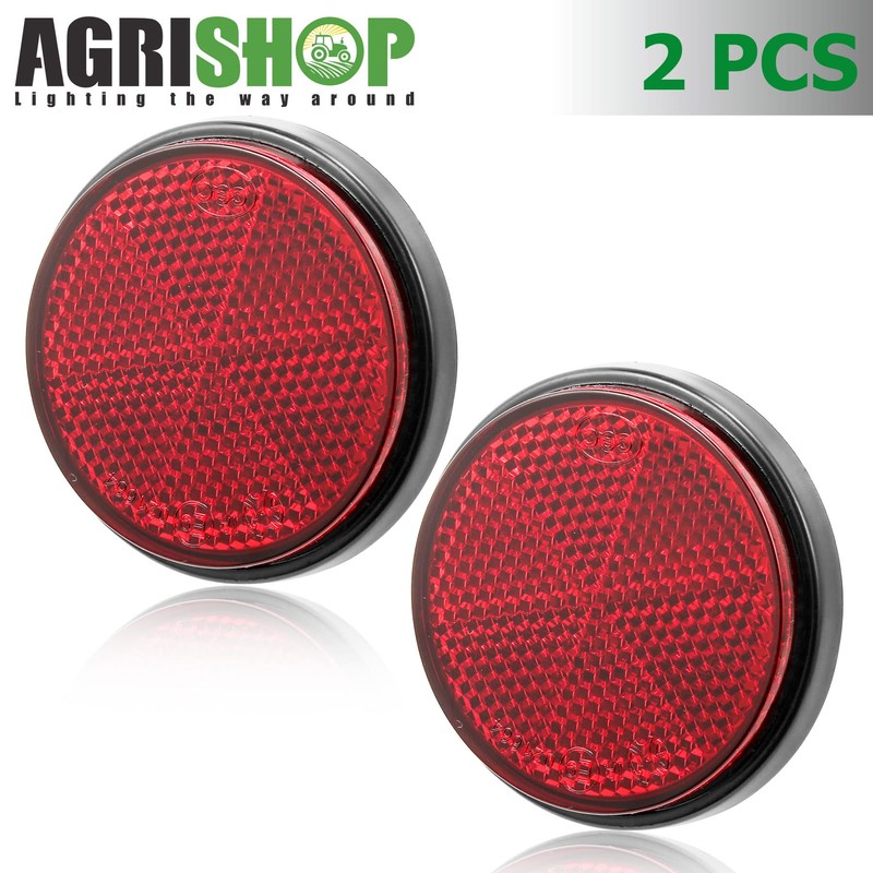 AGRISHOP 2x Red Reflectors Stick On Reflectors for Gate Post