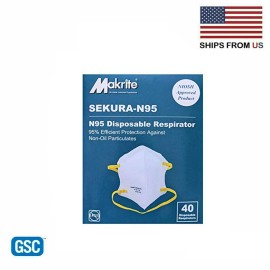 Makrite Sekura NIOSH CDC Surgical Medical N95 Face Mask Respirator, PACK OF 40