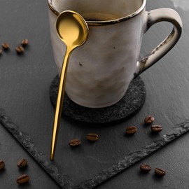 GRÄWE Provence Coffee Spoons, Gold, Pack of 6, Dishwasher Safe, Dessert Spoon, Coffee Spoon, Stainless Steel Small Spoon