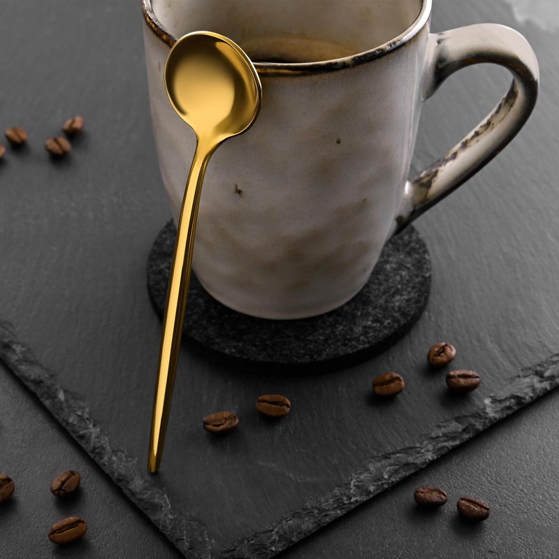 GRÄWE Provence Coffee Spoons, Gold, Pack of 6, Dishwasher Safe,