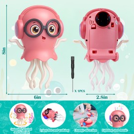 Palksky Dancing Jellyfish Toy in Tummy Time,Magic Electric Squid Automatic Toy with Light & Music,Crawling Toys for Learning to Walk,Pink