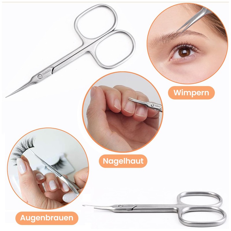 THRAU Precise Cuticle Scissors with Extra Fine Curved Tip -