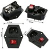 IEC Built-in Socket C14 with Red Switch 4-Pin Switch, 6
