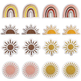 Woohome - 16 parches para planchar con apliques para coser al sol y arco iris para ropa, sombreros, jeans, faldas, camisetas, mochilas