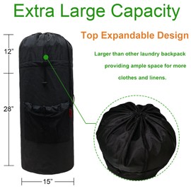 Extra Large Laundry Bag Backpack,College Dorm Room Essentials 115L Laundry Back pack with Padded Shoulder Straps, Adjustable & Extendable Design,Laundry Bookbag for Laundromat,Apartment,Students XL
