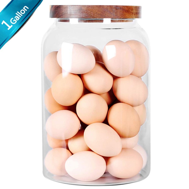 SAIOOL Egg Jar,kitchen canister， 1 Gallon Large Glass Food Storage