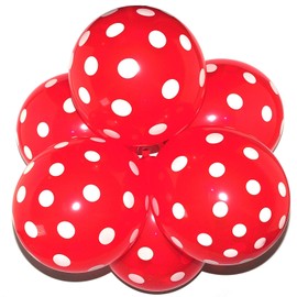 Happium - 12" Assorted Latex Polka Dot Balloons - Pack of 10 (Red)