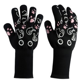 BBQ Gloves - 1472℉ Heat Resistant Grilling Cooking Oven Gloves with Fingers, 1 Pair Cat