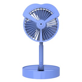 Mini Electric Fan 3 Wind Speeds Cooling Fan Brushless Motor Desktop Misting Fan USB Charging Port Blue