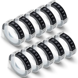 10 X White on Black Tape Compatible with Dymo Embossing Tape, Replacement for Dymo 9mm Label Tape Omega Embossing Tape for Omega S0717930 Junior S0717900 Motex Embossing Label Maker
