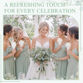 CroBlissful 24 Pcs Wedding Mini Handheld Fans for Guests Bulk 180° Foldable Battery Operated Portable Floral Fan Bulk Eucalyptus Desk Fans Gifts for Wedding Favors Bridal Shower Outdoor Events