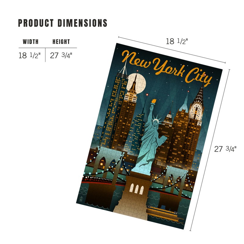 "Lantern Press New York, Retro Skyline, 1000 Piece Jigsaw Puzzle
