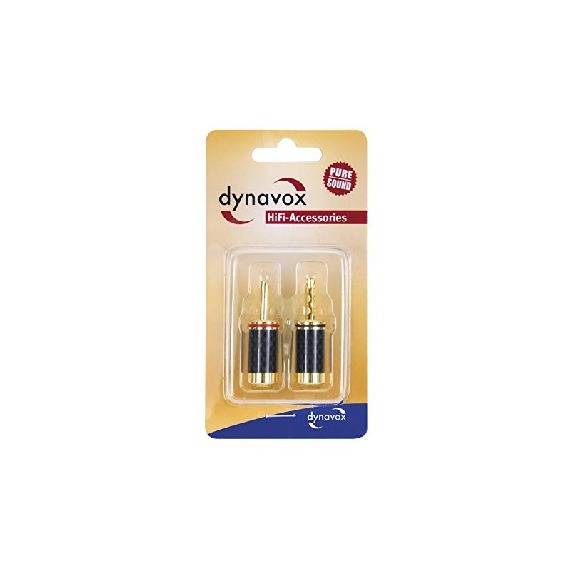 Dynavox Hollow Banana Plugs Carbon, Set of 2, Gold-Plated
