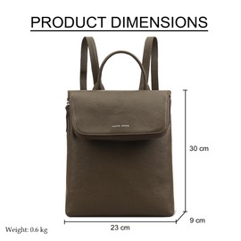 Lloyd Baker London – AGRA Backpack: 100% Genuine Full Grain Leather Women's Backpack- BURNT OLIVE (Dark Green)