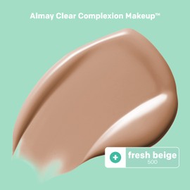 Almay Clear Complexion Acne Foundation Makeup with Salicylic Acid, Medium Coverage, Soft Matte Finish, Hypoallergenic, Cruelty- & Fragrance-Free, Dermatologist Tested, 500 Fresh Beige, 1 fl oz