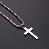 Layered Cross Necklace for Men Stainless Steel Plain Cross Pendant