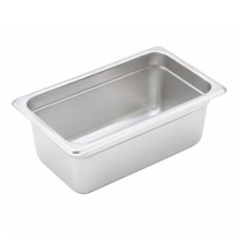 Winco 1/4 Size 4" Deep Metal Food Pan/Steam Table Pan, Anti-Jam, 22 Gauge