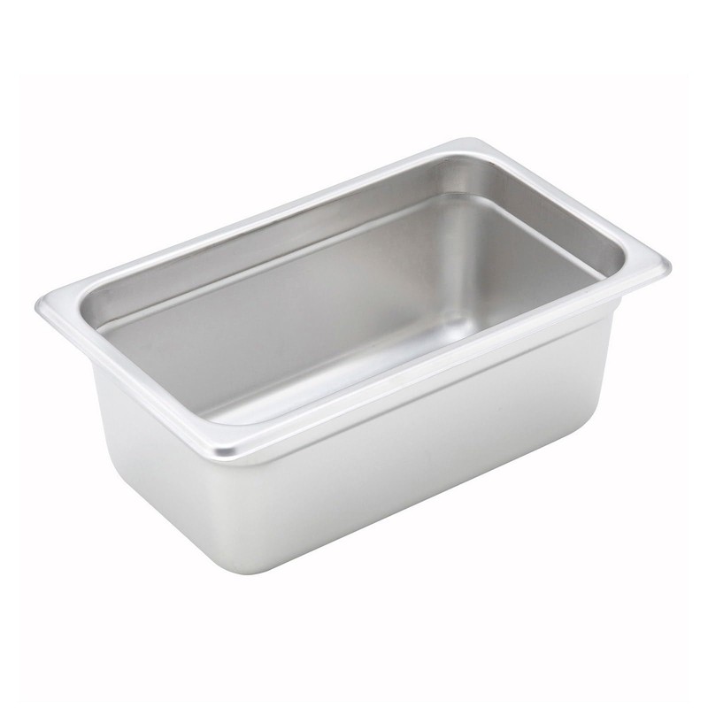 Winco 1/4 Size 4" Deep Metal Food Pan/Steam Table Pan,