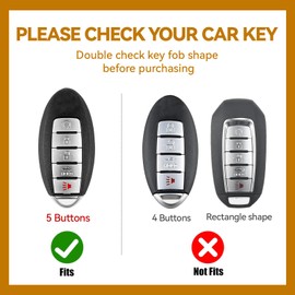 Nomiyo 5 Button Key Fob Cover with Diamond, Compatible with Nissan Altima Maxima Rogue Armada Pathfinder, Sparkling TPU Key Case and Bling Heart Decoration for Women, B-Style (White)