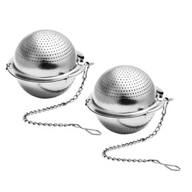 YSTrillion Tea Filters 2 Pieces 304 Stainless Steel Tea Strainers, Tea Infuser for Loose Tea, Tea Ball with Chain for Hanging on Teapots, Cups, Spices
