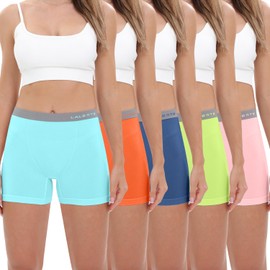LALESTE Women's Cotton Boxer Briefs 3" Inseam Underwear Boy Shorts Panties 5 Pack