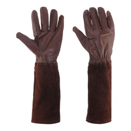 MECCANIXITY Leather Gardening Gloves for Women and Men, Thorn Proof Rose Garden Glove Long Sleeve Working Gloves for Digging, Planting,Pruning, Brown-M