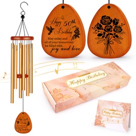 Fighting to Achieve 50th Birthday Wind Chime, Wind Chime Gifts for Her, Mom, Wife, Friends, Outdoor Wind Chimes