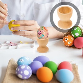 DECHOUS 12Pcs Wooden Easter Egg Holders: Spring Easter Party Unpainted Wooden Egg Stands for DIY Painting Crafts Supplies - Ideal for Families Kids Adults Party Crafts