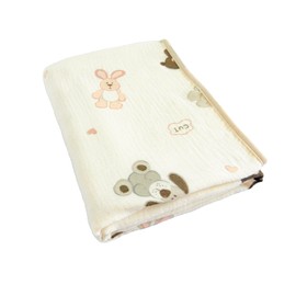 6-ply Gauze Towel Blanket, Napping, Bath Towel, Baby, Nursery School, 100% Cotton, Gauze Blanket, Boys, Girls, Baby Shower, 39.4 x 51.2 inches (100 x 130 cm) (Beige Zoo)